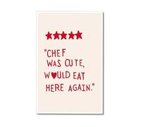 XGINERFEX Cute Kitchen Wall-Art with Heart and Stars, Funny Red Kitchen Quote Poster, Minimalist Decor for Cooking Lovers (Framed,12X18inch(30X45cm))