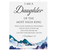 XGINERFEX Daughter of the King Christian Wall-Art, 2 Corinthians 6:18 Bible Verse, Inspirational Gift for Teen Girls, Bedroom, Dorm Room Decor (Framed,16x24inch(40x60cm))