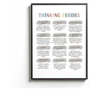 XGINERFEX DBT Poster Cognitive Distortions Thinking Errors Mental Health Psychology Print for Counseling Room Office Decor(Framed,12x18inch(30x45cm))