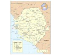 XGINERFEX Detailed Sierra Leone Political Administrative Map Poster Roads Railroads Cities Airports(Framed,12x18inch(30x45cm))