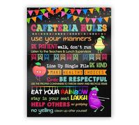 XGINERFEX Educational Cafeteria Rules Poster Lunchroom Teacher Sign School Wall-Art Classroom Decor(Framed,12x18inch(30x45cm))
