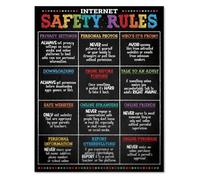 XGINERFEX Educational Internet Poster Online Rules for Students Digital Citizenship Chart Computer Wall Decor Cybersecurity Teaching Aid(Unframed,16x24inch(40x60cm))