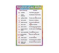 XGINERFEX Educational Proofreading Marks Chart Grammar Guide for Writers Canvas Print Wall-Art Home Office Study Room Decor(Framed,08x12inch(20x30cm))