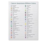 XGINERFEX Educational Ribbon Meaning Awareness Colors Chart Health Guide Canvas Print Wall-Art for Waiting Room(Unframed,16x24inch(40x60cm))