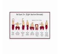 XGINERFEX Eight Section Brocade Qi Gong Poster, Ba Duan Jin Practice Sequence Wall Chart, Chinese Kung Fu Art Canvas Painting for Martial Arts School(Unframed,16x24inch(40x60cm))