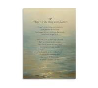 XGINERFEX Emily Dickinson Hope is the Thing with Feathers Poetry Print Literary Wall-Art Poster for Book Lovers Study Room Decor Gift(Framed,16x24inch(40x60cm))