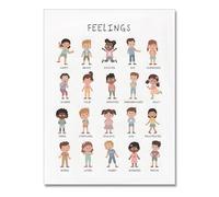 XGINERFEX Emotions Posters for Preschool Classroom Decor Social Emotional Learning SEL Educational Resources Feelings Chart for Teachers(Framed,16x24inch(40x60cm))