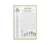XGINERFEX Environmental Science Word Search Poster Recycling Theme Educational Classroom Homeschool Wall-Art Decor Fun Activity Puzzle(Framed,08x12inch(20x30cm))