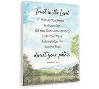 XGINERFEX Faith Based Wall-Art Trust in The Lord Proverbs 3 5 6 Scripture Canvas Print Inspirational Gift for Her Home Decor(Framed,12x18inch(30x45cm))