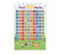 XGINERFEX First 100 Words Poster - English Vocabulary Chart for Toddlers - Early Learning Educational Wall-Art for Preschool(Framed,16x24inch(40x60cm))