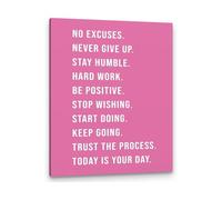 XGINERFEX Fitness Motivation Poster No Excuses Never Give Up Canvas Wall-Art for Home Gym Yoga Studio Office Decor(Framed,16x24inch(40x60cm))