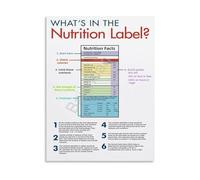XGINERFEX Food Labels Nutrition Facts Educational Handbook Canvas Print Wall-Art Poster for Kitchen Dining Room Living Room(Framed,08x12inch(20x30cm))