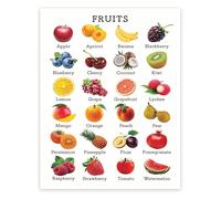 XGINERFEX Fruit Food Groups and Nutrition Chart Healthy Eating Poster with Food Pyramid for Kitchen or Classroom(Framed,16x24inch(40x60cm))