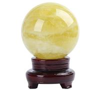 XGINERFEX Gem Crystal Ball Yellow Calcite Quartz Sphere with Stand Gemstone for Feng Shui and Home Decor Gifts,12cm Gemstone Stone