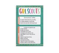 XGINERFEX Girl Scout Promise Poster, Featuring the Oath and Values Law, Motivational Print for Girl Scouts Room and Troop Meeting Decor(Unframed,16x24inch(40x60cm))