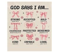 XGINERFEX “God Says I Am” Bow Poster - Coquette Style Christian Affirmation Wall-Art for Little Girls Room, Nursery, Bedroom, Bathroom Decor(Framed,08x12inch(20x30cm))