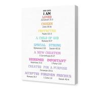 XGINERFEX ‘God Says I Am’ Canvas Print - Biblical Affirmations Wall-Art for, Christian Bedroom Decor, Inspirational Gift for Baptism & Easter (Framed,12x18inch(30x45cm))