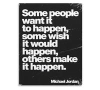 XGINERFEX Grunge Gym Wall-Art Some Want It to Happen Some Wish It Would Happen Others Make It Happen Teen Room Decor(Framed,12x18inch(30x45cm))
