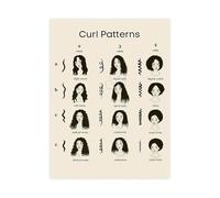 XGINERFEX Hair Curl Types Chart Comprehensive Guide to Hair Typing System Canvas Wall-Art Salon Grand Opening Gift(Framed,12x18inch(30x45cm))