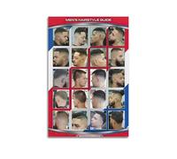 XGINERFEX Hair Style Chart Poster Modern Mens Cuts and Fades Guide Barber Wall-Art Gift for Stylists Shop Decor