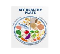 XGINERFEX Healthy Plate Design Food Groups Chart Nutrition Poster Rolled for Easy Kitchen Decor Motivational Healthy Eating Guide(Framed,12X18inch(30X45cm))