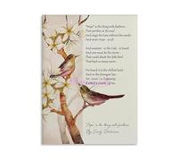 XGINERFEX Hope Is The Thing with Feathers Inspirational Quote Canvas Print Emily Dickinson Wall-Art for Living Room Study Decor(Framed,08x12inch(20x30cm))