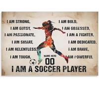 XGINERFEX I Am A Soccer Player Poster Custom Name Field Gift for Daughter Kid Athlete Football Decor(Unframed,16x24inch(40x60cm))