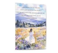 XGINERFEX I Am the Daughter of a King Canvas Wall-Art, Christian Bible Verse Print for Girl Nursery Decor, Inspirational Gift from Dad or Mom(Framed,16x24inch(40x60cm))