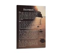 XGINERFEX Inspirational Beach Poem Poster - Footprints in the Sand Quote, Vintage Style Canvas Art for Home, Office(Unframed,12x18inch(30x45cm))