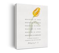 XGINERFEX Inspirational Christian Gift Floral Canvas Print Whatever is True Whatever is Noble Philippians Bible Verse Modern Wall-Art(Unframed,16x24inch(40x60cm))