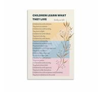 XGINERFEX Inspirational Poem Poster Learn What They Live Beautiful Wall-Art Print for Bedroom Living Room Nursery Home Office Decor Gift Idea(Framed,16x24inch(40x60cm))