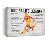 XGINERFEX Inspirational Soccer Quotes Canvas - Soccer Life Lessons Wall-Art for Men, Motivational Sports Decor for Office, Man Cave - Great Soccer Gift Idea(Framed,12x18inch(30x45cm))