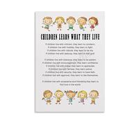 XGINERFEX Inspirational Wall-Art for Room, Learn What They Live Poem Poster, Dorothy Law Nolte Quote Print for Nursery, Classroom, Living Room(Framed,08x12inch(20x30cm))