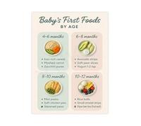 XGINERFEX Introducing Solid Foods Poster Babys First Foods Guide with Milestone Chart Canvas Wall-Art Educational Nursery Decor Parenting Resource(Framed,16x24inch(40x60cm))
