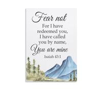 XGINERFEX Isaiah 43 1 Wall-Art Fear Not For I Have Redeemed You Scripture Poster Print for Home Office Canvas Decor(Framed,08X12inch(20X30cm))