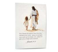 XGINERFEX Jeremiah 29:11 Bible Verse Wall-Art - For I Know The Plans Christian Inspirational Print for Home Office(Framed,16x24inch(40x60cm))