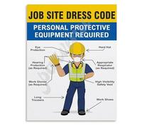 XGINERFEX Job Site Attire Reference Poster Canvas Wall-Art for Construction Company Office or Lunchroom(Framed,16x24inch(40x60cm))