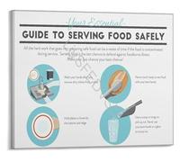 XGINERFEX Kitchen Educational Poster Food Serving and Ice Handling Guide Infographic for Restaurants Canvas Print Wall-Art(Framed,08x12inch(20x30cm))