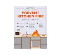 XGINERFEX Kitchen Rules Educational Wall-Art for Home Decor Fire Prevention Guide Modern Printable Artwork(Framed,12X18inch(30X45cm))