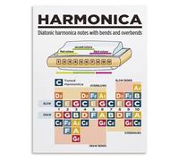 XGINERFEX Learn Harmonica Poster Diatonic Harmonica Notes and Scales Chart Educational Wall-Art for Music Students(Framed,08x12inch(20x30cm))