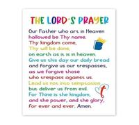 XGINERFEX Lords Prayer Poster Our Father Which Art in Heaven Scripture Wall-Art Print for Nursery Baptism Gift Inspirational Decor(Framed,12x18inch(30x45cm))