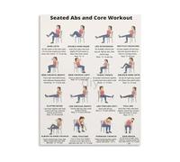 XGINERFEX Low Impact Workout Poster Seated Chair Exercises for Abs and Core Strength Fitness Guide Canvas Wall-Art for Office Home Senior(Framed,16x24inch(40x60cm))