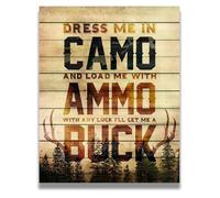 XGINERFEX Man Cave Hunting Decor - Camouflage Pattern Rustic Wall-Art, Cabin Lodge Poster Gift for Dad, Husband & Hunter(Framed,16x24inch(40x60cm))