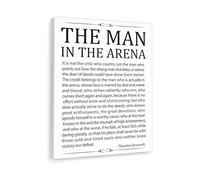 XGINERFEX Man In The Arena Quote Canvas Wall-Art It Is Not The Critic Who Counts Theodore Roosevelt Motivational Poster for Office Home Gym Decor(Framed,16X24inch(40X60cm))