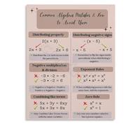 XGINERFEX Math Classroom Decor Algebra Educational Poster Common Mistakes to Avoid Canvas Art Print for Study Room Tutoring(Framed,08x12inch(20x30cm))
