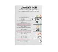 XGINERFEX Math Long Division Poster for, Educational Wall Chart with Algorithm Steps, Teacher's Aid for 4th 5th 6th Grade, Homeschool Curriculum & Classroom Decor(Framed,12x18inch(30x45cm))