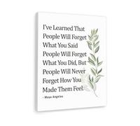 XGINERFEX Maya Angelou Quote Canvas Print People Will Never Forget How You Made Them Feel Inspirational Wall-Art for Women Home Office Decor(Framed,08X12inch(20X30cm))