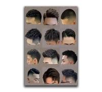 XGINERFEX Mens Grooming Wall-Art Barber Shop Haircut Chart Modern Short Hairstyles Guide Canvas Poster for Salon Studio Decor(Framed,08x12inch(20x30cm))
