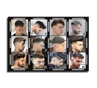 XGINERFEX Mens Grooming Wall-Art Haircut Guide Chart Barber Shop Poster on Black Background Canvas Print for Salon and Man Cave Decor(Unframed,16x24inch(40x60cm))