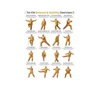 XGINERFEX Mindful Movement Poster Tai Chi Balance Routines for Home Workout Stability and Confidence Wall-Art Chart Adults(Unframed,16X24inch(40X60cm))